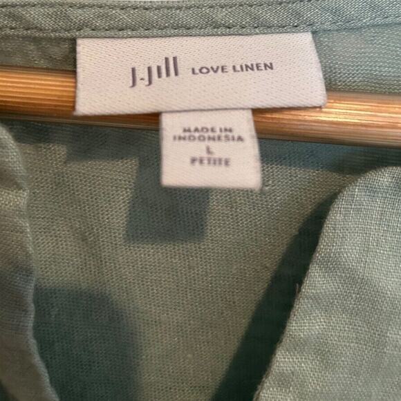 J. JILL Pure Love Linen Tunic Top Green knit sweater 3/4 sleeve LP LARGE PETITE - Picture 3 of 7